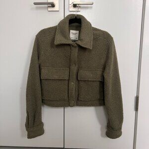 Olive Green Fleece-Lined Sherpa Jacket